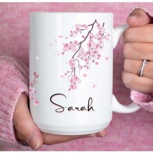 Körsbärsblomsmugg: Personlig Sakura-kaffekopp, vårblommig present