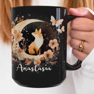 Fox Mug, Personalized kitsune coffee cup, Custom woodland animal magic mug, gift for mom or wife, Color change heat sensitive teacup
