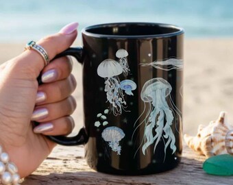 Jellyfish Mug: Oceancore, Sealife Color Change Coffee Cup, Sea Jellies Glass Tumbler