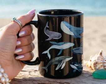Mug baleine : tasse à café Sea Life, gobelet en verre à siroter biologie marine
