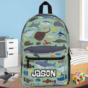 Sac à dos animal marin, sac à poisson personnalisé pour enfants, cadeau amateur de biologie marine pour fils ou garçons, sac à dos Sealife, sac à dos aquatique