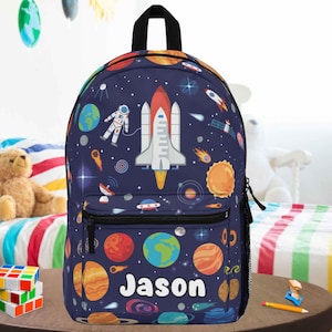 Zaino spaziale personalizzato: zaino spaziale personalizzato per bambini, zaino a tema spazio.
