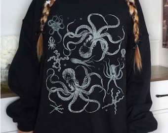 Vintage Octopus Sweatshirt: Sea Creature Sweater, Cephalopod Lover, Kraken Pullover