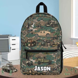 Personalized Camo Backpack: Kids Military Army Bookbag