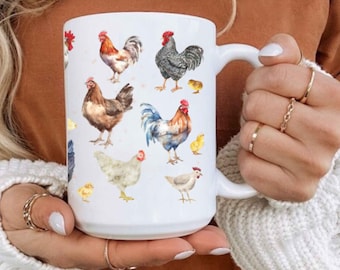 Chicken Coffee Mug: Farm Animal Ceramic or Enamel Campfire Cup