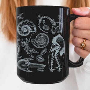Fossil Mug: Paleontology Coffee Cup, Dinosaur Skeleton, Dark Academia