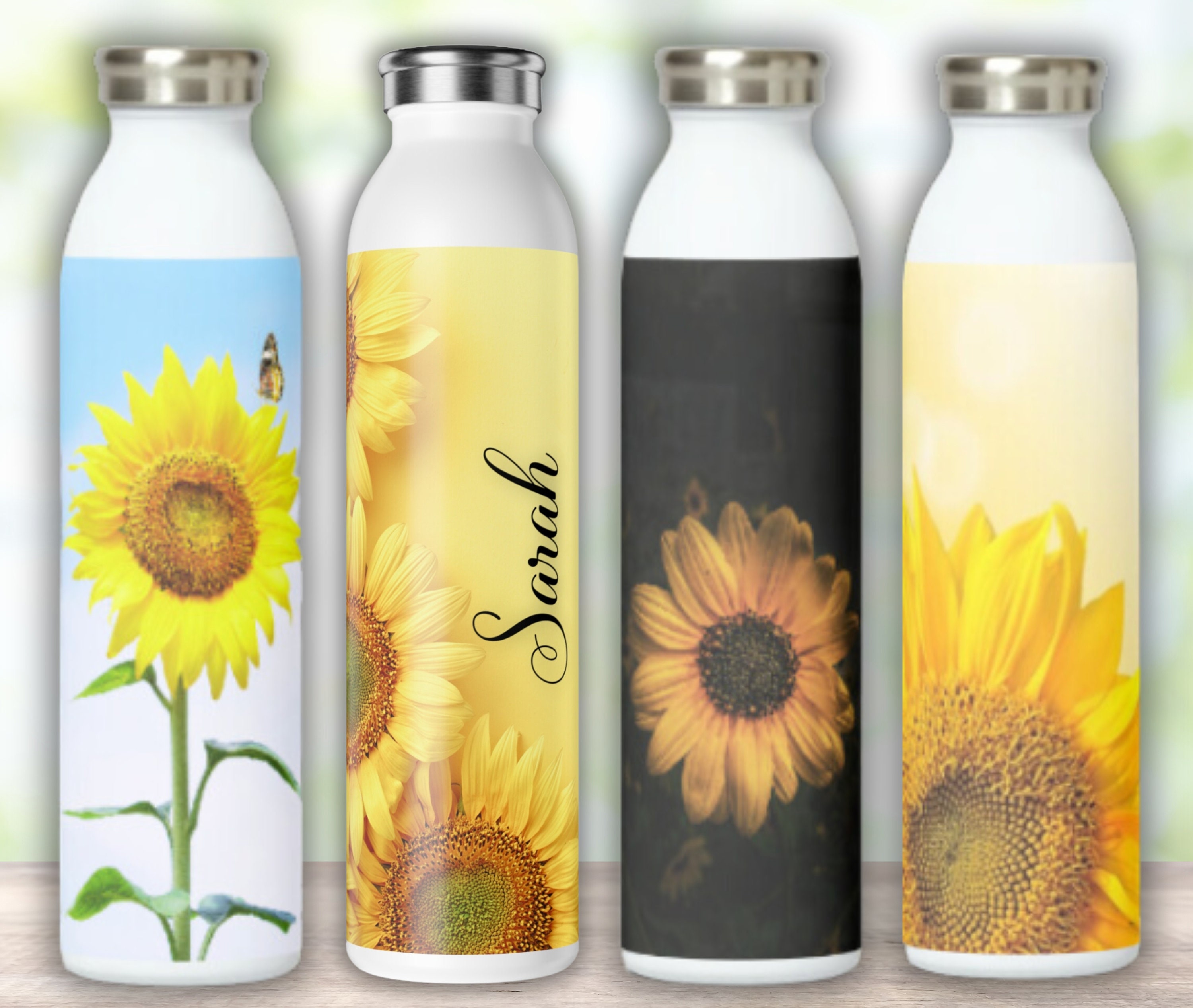 Sunflower Bee Hippie Personalized Stainless Steel Skinny Tumbler Bulk,  Double Wall Vacuum Slim Water Tumbler Cup With Lid, Reusable Metal Travel  Coffee Mug – Love Mine Gifts