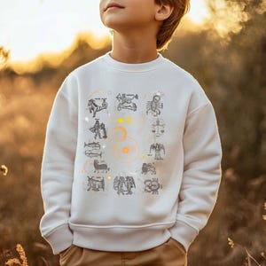 Celestial Zodiac T-Shirt: Constellation Shirt, Dark Academia Astrology Star Map Tee Sweater White