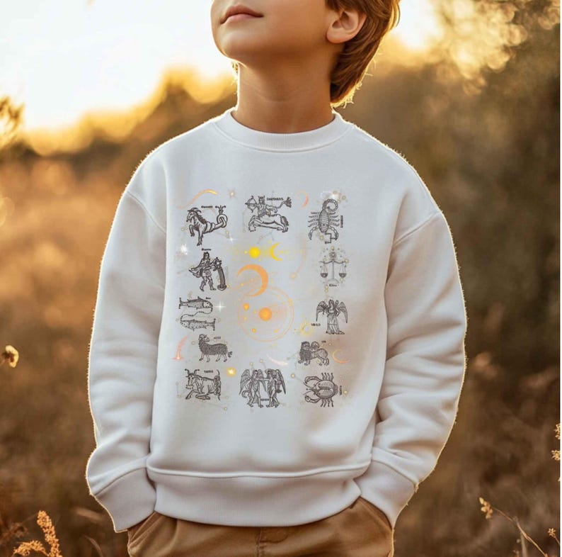 Celestial Zodiac T-Shirt: Constellation Shirt, Dark Academia Astrology Star Map Tee Sweater White