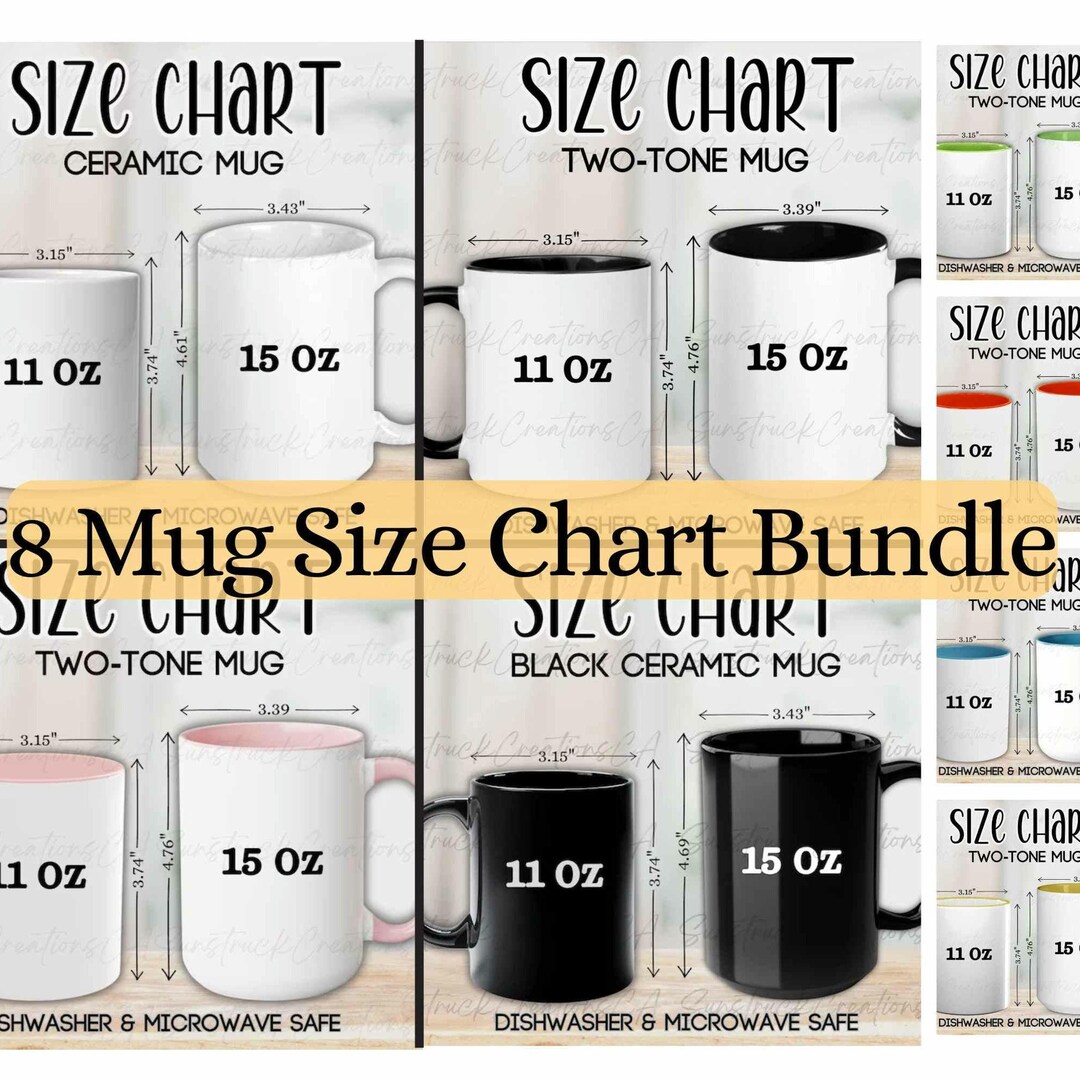 Mug Size Chart Bundle: POD Coffee Cup Mockup (digital Download) - Etsy