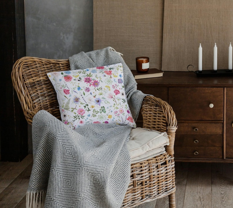 Wildflower Pillow Cover: Spring Floral Accent Cushion, Boho Cottage Decor Wildflower D