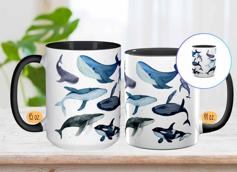 Whale Mug: Sea Life Coffee Cup, Marine Biology Sipper Glass Tumbler image 6