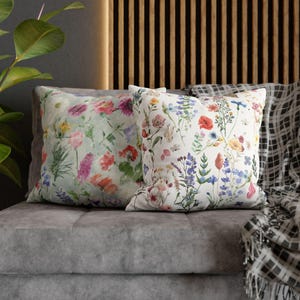 Wildflower Pillow Cover: Spring Floral Accent Cushion, Boho Cottage Decor image 4