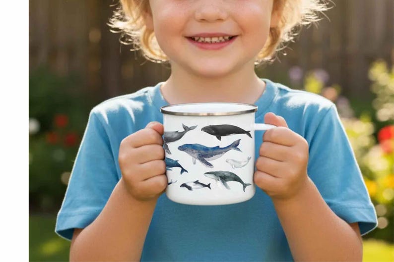 Mug en émail baleine : tasse de camping Sea Life image 1