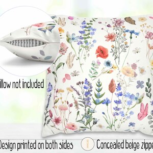 Wildflower Pillow Cover: Spring Floral Accent Cushion, Boho Cottage Decor Wildflower A