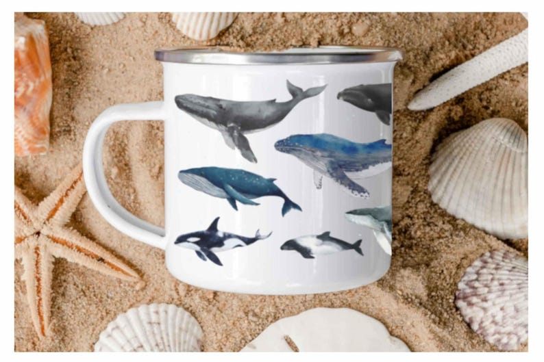 Mug en émail baleine : tasse de camping Sea Life image 2