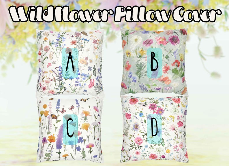 Wildflower Pillow Cover: Spring Floral Accent Cushion, Boho Cottage Decor image 3