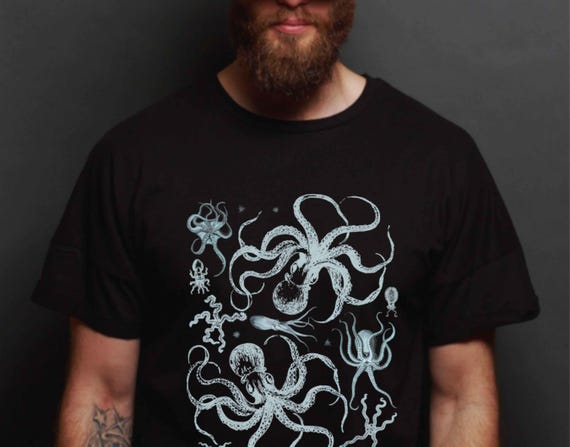 Octopus Tshirt: Men, Women or Kids, Eco-Friendly Cotton Sea Creature Tee, Cephalopod Gifts