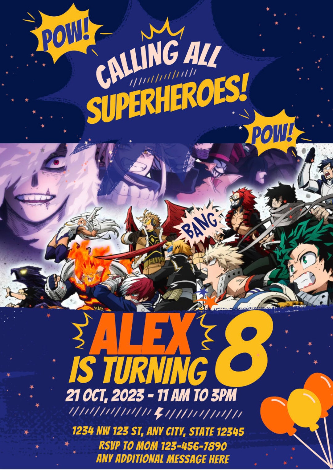 My Hero Academia Birthday Invite - Etsy my-hero-academia-birthday-invite-etsy