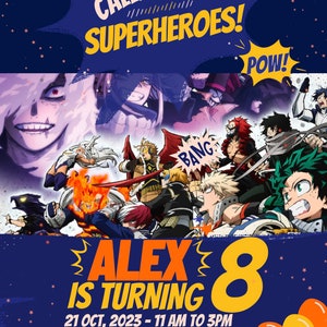 My Hero Academia Einladung zum Geburtstag