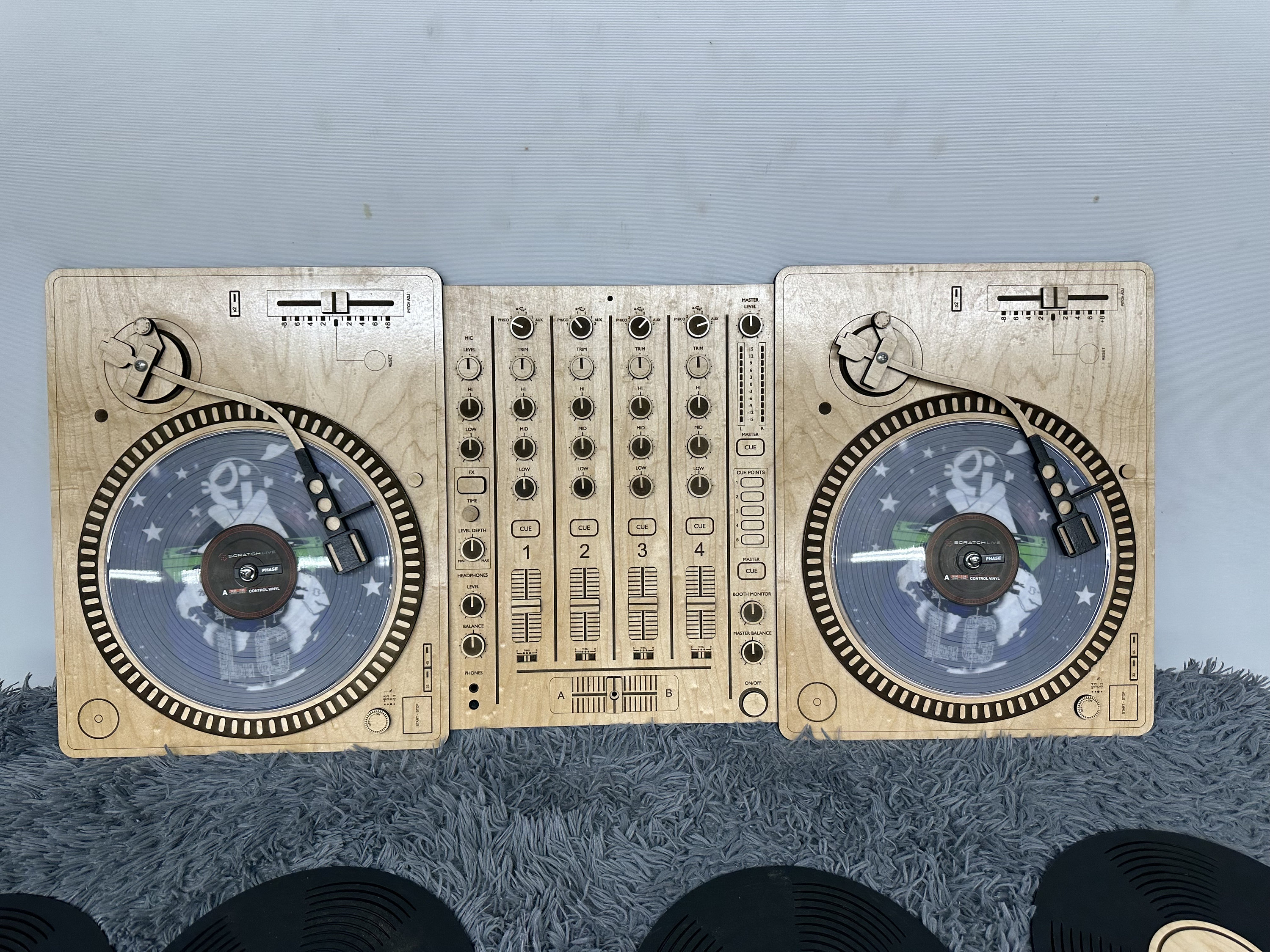Full sized Retro vinyl turntable and mixer DJ name Sign, Personalized wood sign, customized vintage music sign laser cut