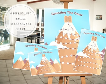 Printable Counting the Omer Activity, Shavuot Count Down, Passover Activity, Kids Shavuot, Mt. Sinai Tracker, Instant Download