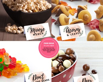 Woodland Place Cards Printable Forest Party Food Label Name Cards, Baby Shower Birthday DIY Decor Instant Download