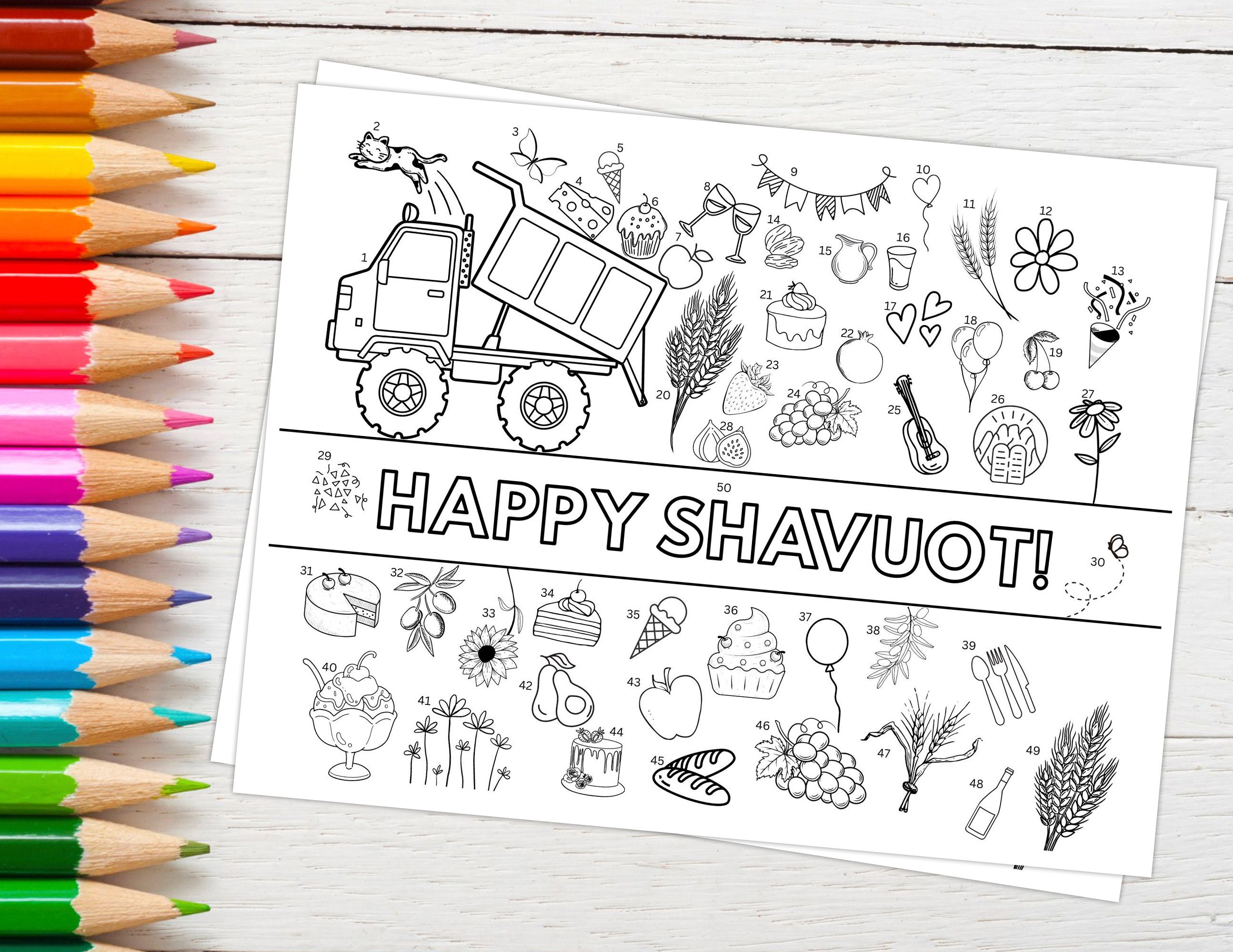 Printable counting the omer coloring sheets count down to shavuot