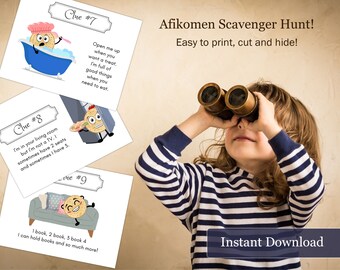 Passover Scavenger Hunt Game, Afikomen treasure hunt, Pesach Activity Kids Game, Passover for children