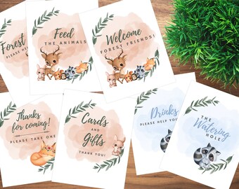 Table Signs Woodland Animal Party package Enchanted Forest Birthday Baby Shower Printable DIY instant download