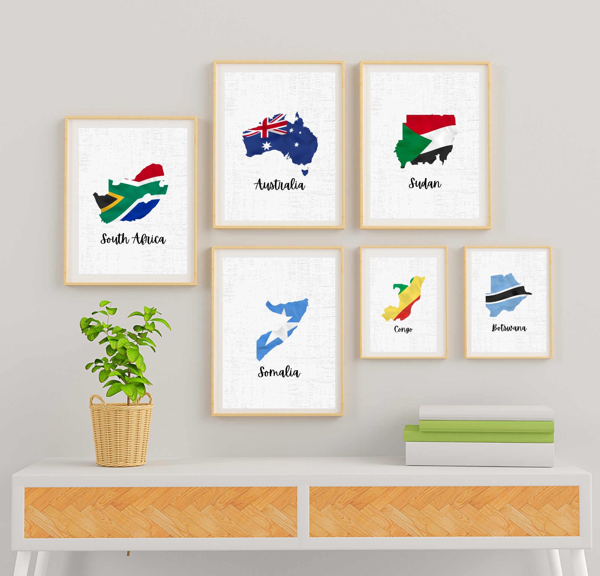 BUNDLE (50+ POSTERS) of 23 Countries Wall ART Boho Country, Map and ...