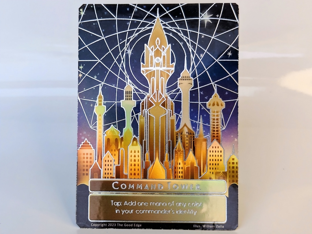 Holographic foil command tower mtg proxy commander edh mtg etsy