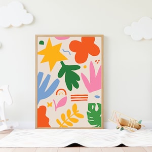 Abstract Shapes Nursery Print: Colorful Kids Wall Art (Digital Download)