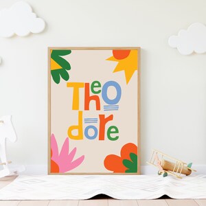 Theodore Name Print: Colorful Nursery Wall Art (Digital Download)