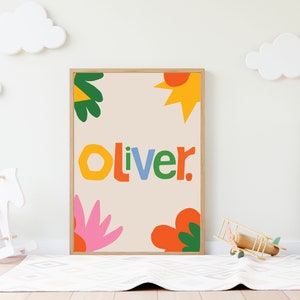 Oliver Name Nursery Print: Colorful Kids Room Decor (Digital Download)