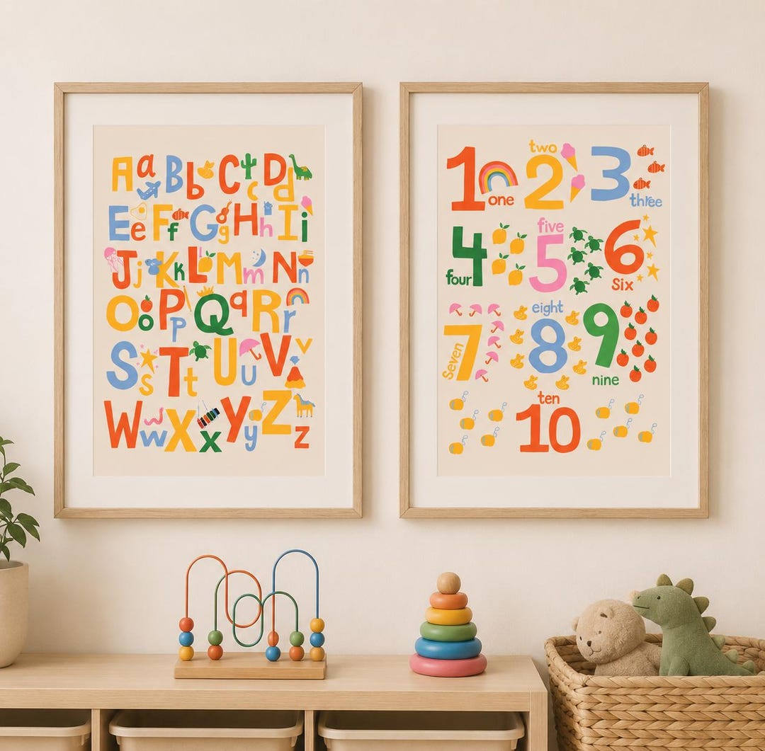 Alphabet & Numbers Prints | ABC 123 Wall Art | Counting and Letters ...
