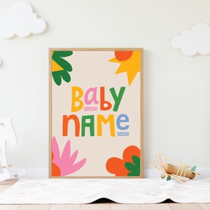 Custom Baby Name Print • Name Nursery Print • Kids Name Print Kids Bedroom • Custom Name Print • Primary Color Wall Art • Printable Wall Art