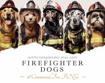 Zestaw clipartów PNG z psem strażackim: dalmatyńczyk i inne (do użytku komercyjnego)