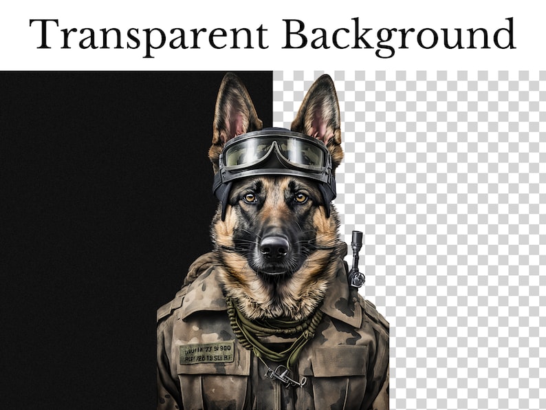 Military Dog Clipart Bundle, Army Watercolor Art, Human Animal PNG