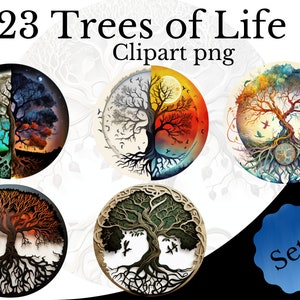 Tree of Life Clipart Bundle 2, Watercolor PNG, Tree of Life Art, Transparent Background, Tree of Life Element, Tree of Life PNG, Family Tree