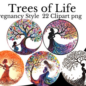 Árvore da Vida Gravidez Clipart Pacote Feminino Árvore da Vida Aquarela PNG Menina Árvore da Vida Arte Mulher Grávida PNG Maternidade Árvore Genealógica Bebê