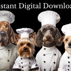 Chef Dog Clipart Bundle, Baker Dog Art, Human Animal PNG, Digital ...