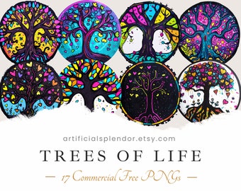 Akwarelowe Drzewo Życia Clipart: Pakiet Drzewo Genealogiczne PNG (Użycie komercyjne)