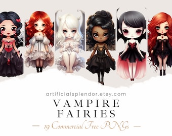 Vampire Fairy Clipart Bundle, Digital Goth Girl, Halloween Butterfly Fairy, Gothic Bat Fairy Girl Wearing Cape, Bat Wings, Cute Fairies PNG