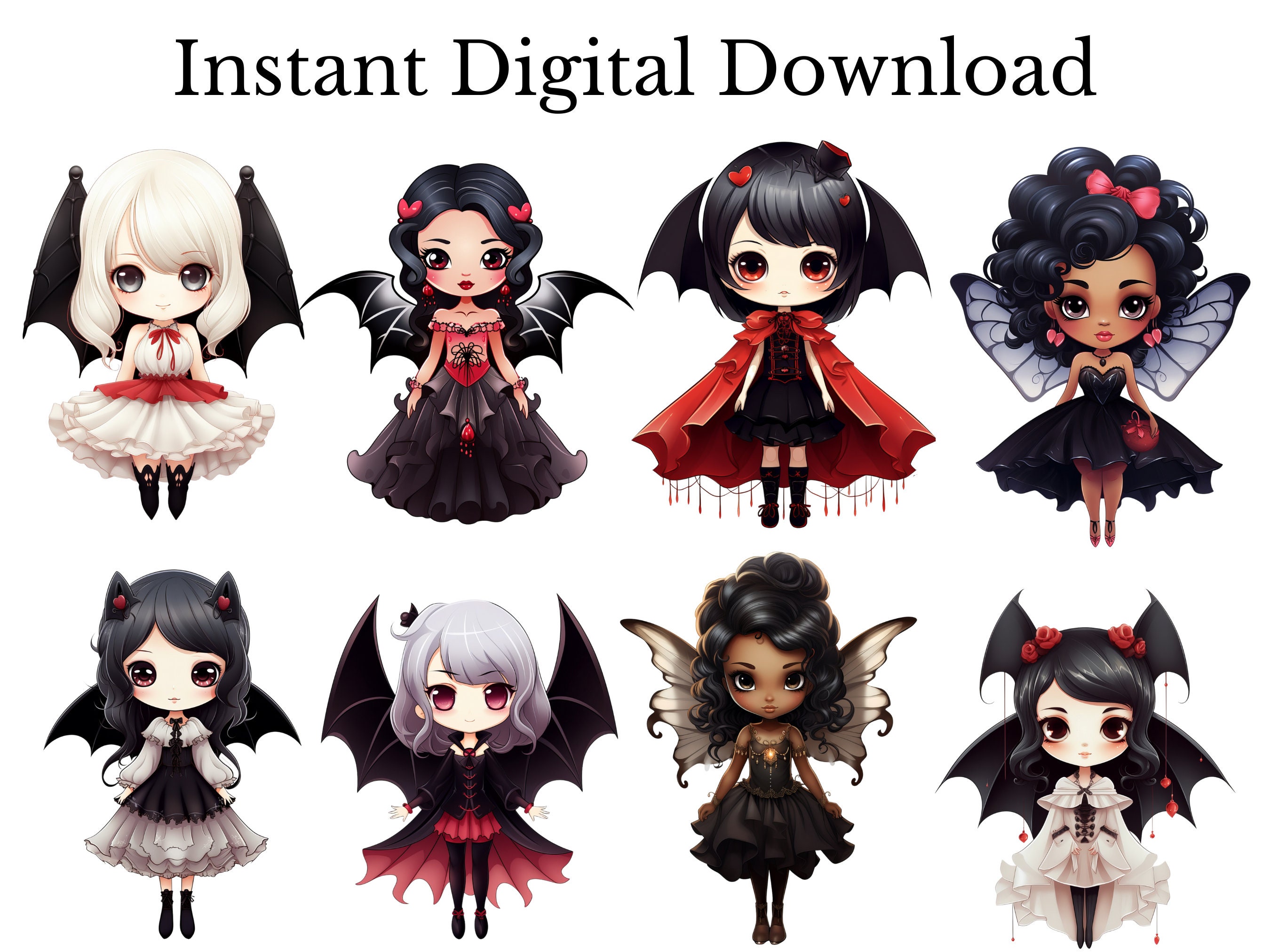 Goth Fairy Vampire Halloween Clip Art Graphic by AliciaXBradfield ·  Creative Fabrica