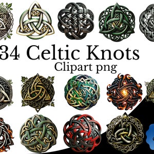 Noeud celtique Clipart Bundle, aquarelle PNG, Triquetra Art, symbole de la Trinité fond Transparent, élément de Design irlandais, décoration écossaise