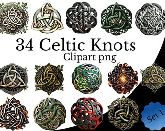 Celtic Knot Clipart Bundle, Watercolor PNG, Triquetra Art, Trinity Symbol Transparent Background, Irish Design Element, Scottish Decoration