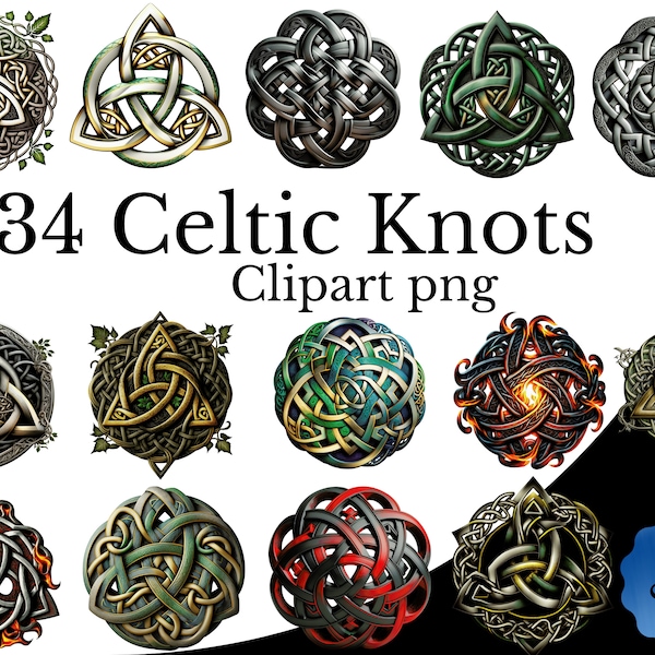 Celtic Knot Clipart Bundle, Watercolor PNG, Triquetra Art, Trinity Symbol Transparent Background, Irish Design Element, Scottish Decoration