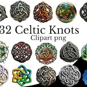 Paquete de imágenes prediseñadas de nudo celta 2, PNG de acuarela, arte triquetra, fondo transparente del símbolo de la Trinidad, elemento de diseño irlandés decoración escocesa