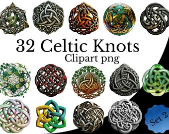 Celtic Knot Clipart Bundle 2, Watercolor PNG, Triquetra Art, Trinity Symbol Transparent Background, Irish Design Element Scottish Decoration
